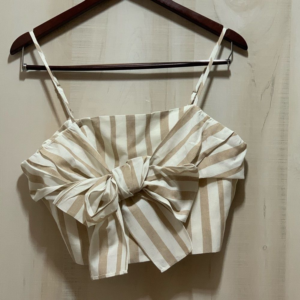 Chriselle X JOA Sand Stripe Crop Top W/Bow